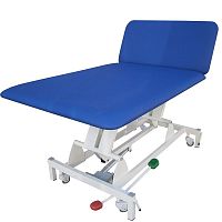 Hydraulic Bobath table 43213on casterswith adjustable height backrest2-section