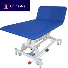 Hydraulic Bobath table 43213on casterswith adjustable height backrest2-section