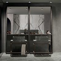 Countertop washbasin Marbleporcelain stoneware2-holewithout overflow