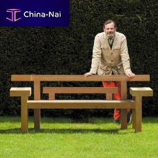 Contemporary garden bench NARAteakwith backrestwith armrests