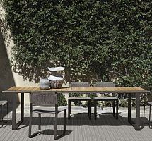 Contemporary dining table GOLDEN GATEteaklava stonemetal base