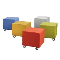 Contemporary pouf VOLKERfabricsquareon casters