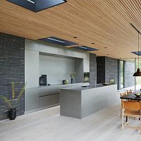 Contemporary kitchen Seaside Resortbrushed stainless steelislandhidden
