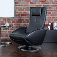 Contemporary relax armchair Matefabricleatherwith footrest