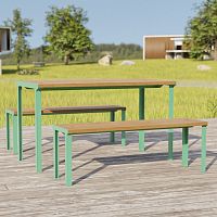 Contemporary garden bench cit Boissolid woodDouglas firthermo-lacquered steel