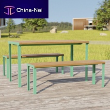 Contemporary garden bench cit Boissolid woodDouglas firthermo-lacquered steel
