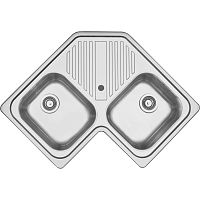 Double kitchen sink 1LFS82Awith drainboardstainless steelovermount