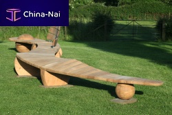 Original design public bench SLEEPING DRAGONwooden