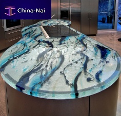 Glass countertop OCEAN INSPIRATIONkitchenpolishedround edge