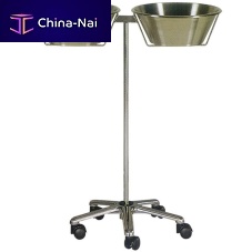 Double bin surgical basin stand H48.2trolley-mountedstainless steel