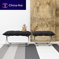 Contemporary ottoman Kfabricmetalupholstered
