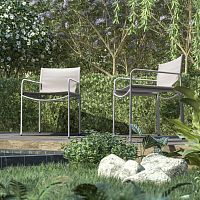 Contemporary garden chair POOLoutdoorfabricstainless steel base