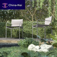 Contemporary garden chair POOLoutdoorfabricstainless steel base