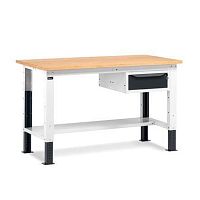 Wooden workbench WORK UPwith drawerdoorwith shelves