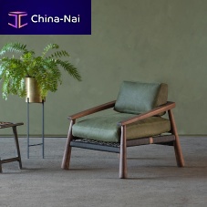 Contemporary armchair MAGNETleatherropewooden