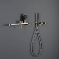Double-handle shower mixer tap PR52GF201IXwall-mountedbuilt-inbrushed brass