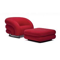 Contemporary armchair BALOONleatherfabricwith footrest