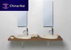 Double vanity top LAGUNA BORNEOwooden