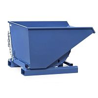 Self-dumping skip container steelwheeled