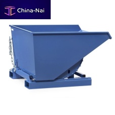 Self-dumping skip container steelwheeled