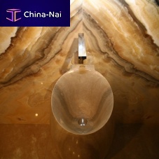 Countertop hand basin ROMAN TRAVERTINE SINK "NAIL" AND ONYX ARIS WALLroundmarble