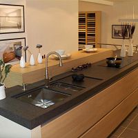 Stone countertop NERO ASSUOLUTO ZIMBABWEkitchensatin finishsquare edge