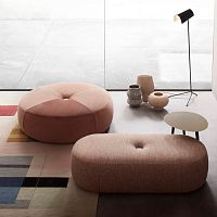 Contemporary pouf ALEYfabricleatherround