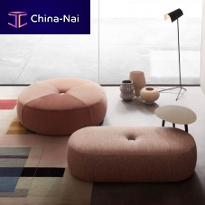 Contemporary pouf ALEYfabricleatherround