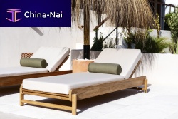 Contemporary sun lounger Pomalo fabricteakadjustable backrest