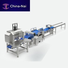 Demoulder line for the food industry semi-automaticwith metal detectorwith checkweigher