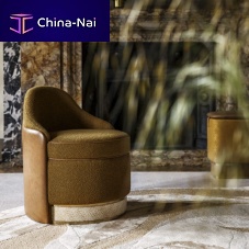 Contemporary fireside chair MONSIGNYleatherfabricbrown
