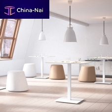 Contemporary pouf CONEEleatherwoodenround