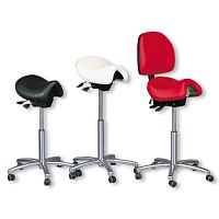 Dental laboratory stool Bambach®height-adjustablewith backreston casters