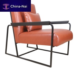Contemporary armchair TUBLIleathermetalorange