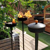 Floor-mounted garden torch steel