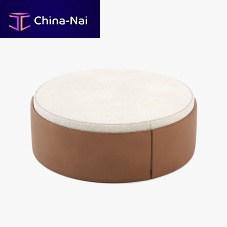 Contemporary pouf JASON fabricleatherround