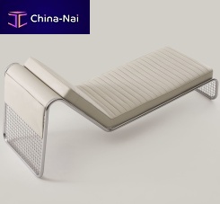 Contemporary chaise longue PACIFICleatherchromed metalcommercial