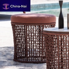 Contemporary pouf EMMAfabricpainted aluminumsynthetic fiber