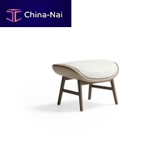 Contemporary pouf Dafnefabricwoodenbeige