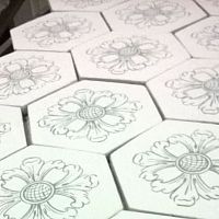 Indoor hexagonal tile wallfloorterracotta
