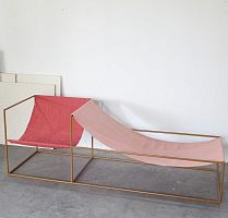 Contemporary armchair SEATfabriclacquered steelsled base