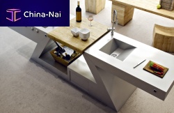 Contemporary kitchen zed homestainless steelislandhandleless