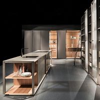 Contemporary kitchen VISIONlacquered woodglassstone