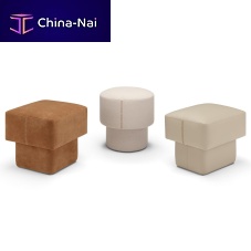 Contemporary pouf Piofabricleatherround
