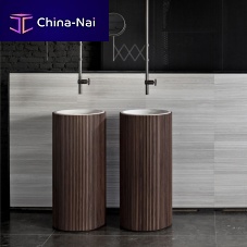 Free-standing washbasin ADDAnatural stonewoodencustomizable