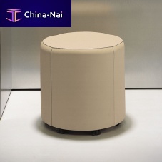Contemporary pouf balancefabricleatherpolished steel