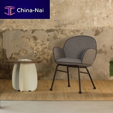 Contemporary chair Roundindoorfabricsteel base
