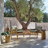 Contemporary armchair NOMADfabricteakwith removable cushion