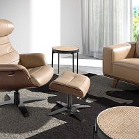 Contemporary footrest 5088leatherwalnutsteel