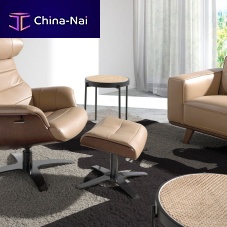 Contemporary footrest 5088leatherwalnutsteel